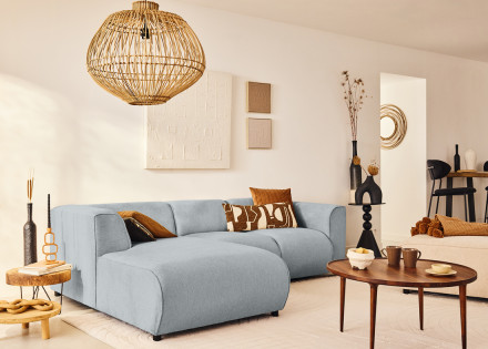 Canapé modulable d'angle gauche 4 places en tissu texturé Suaro