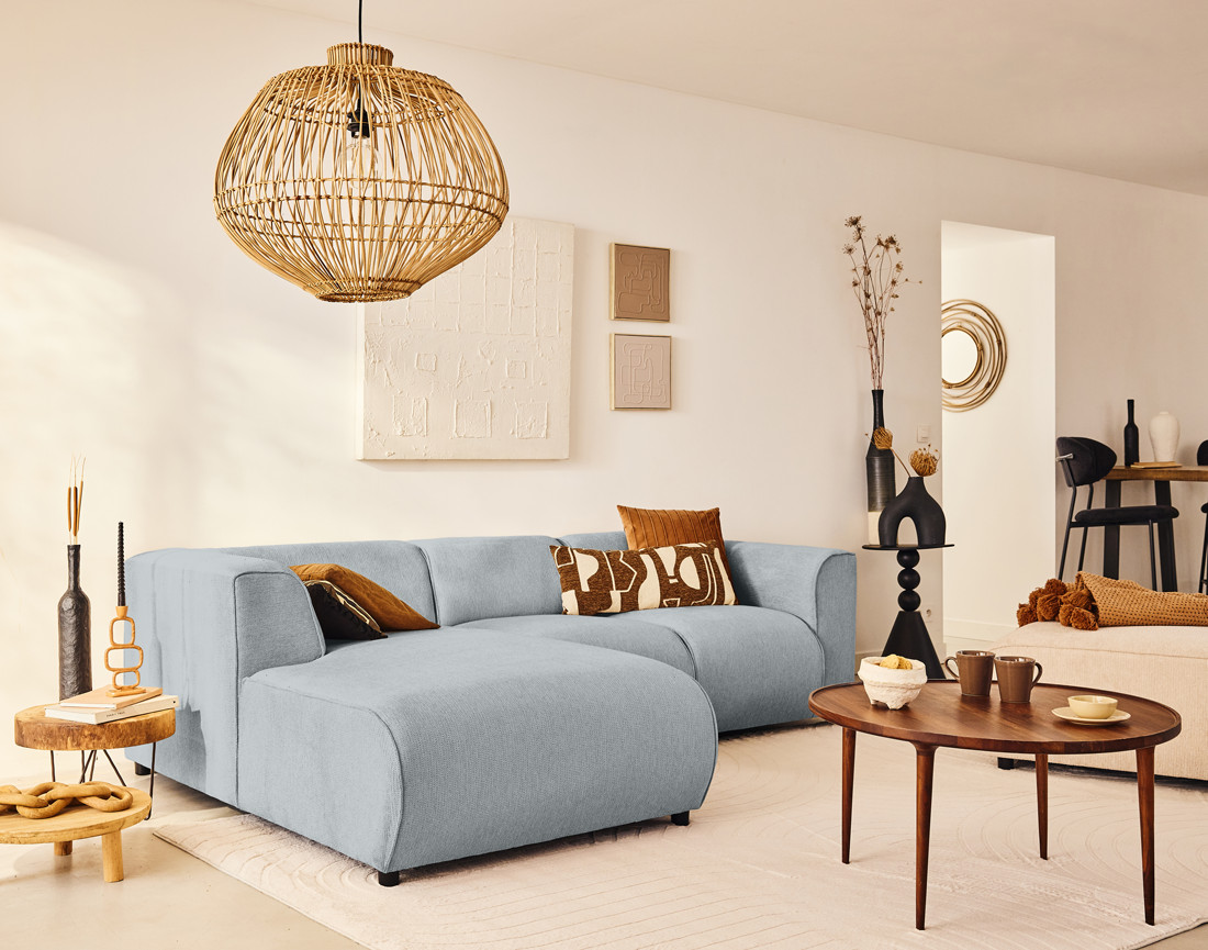 Canapé modulable d'angle gauche 4 places en tissu texturé Suaro Canapé modulable d'angle gauche 4 places en tissu texturé Suaro