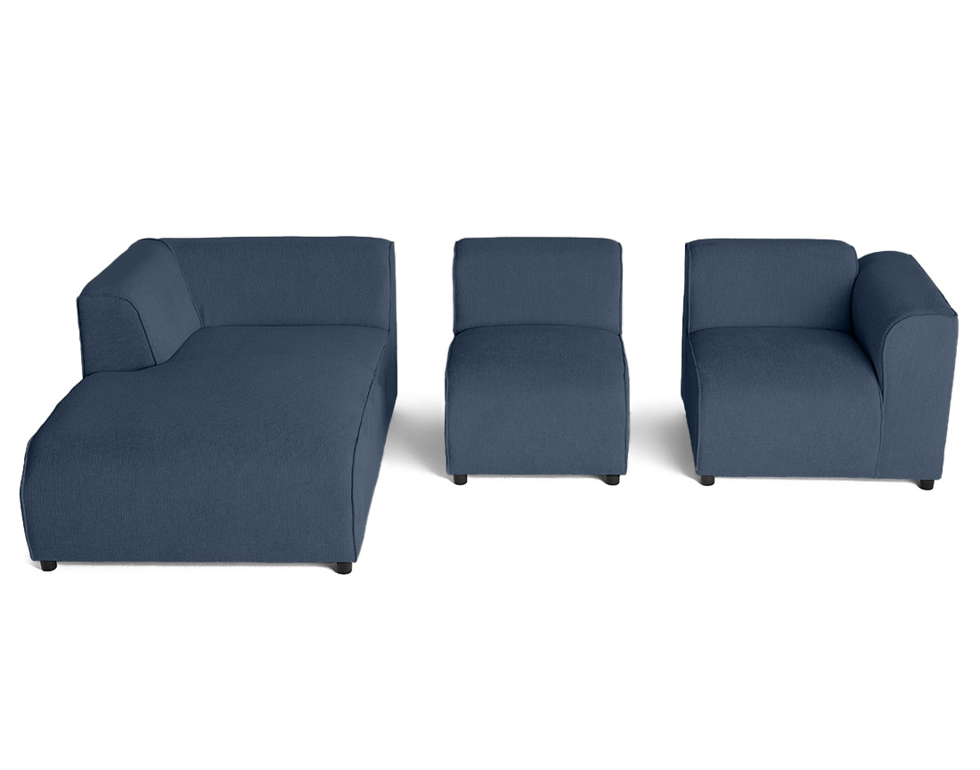 Canapé modulable d'angle gauche 4 places en tissu texturé Suaro