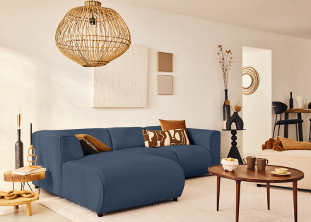Canapé modulable d'angle gauche 4 places en tissu texturé Suaro