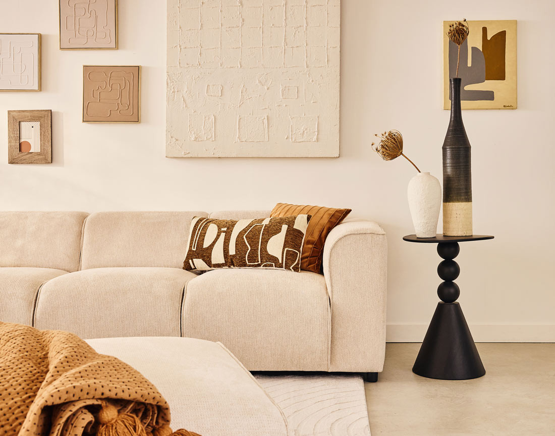 Canapé modulable d'angle gauche 5 places en tissu texturé Suaro Canapé modulable d'angle gauche 5 places en tissu texturé Suaro