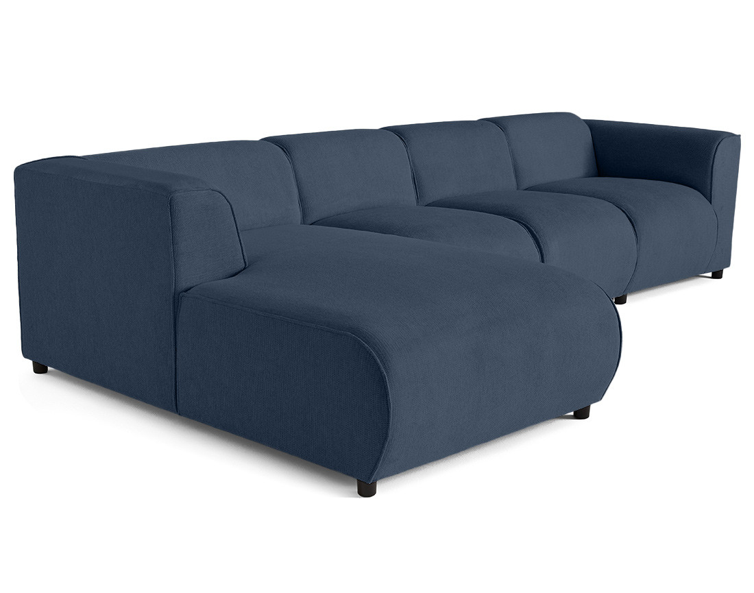 Canapé modulable d'angle gauche 5 places en tissu texturé Suaro
