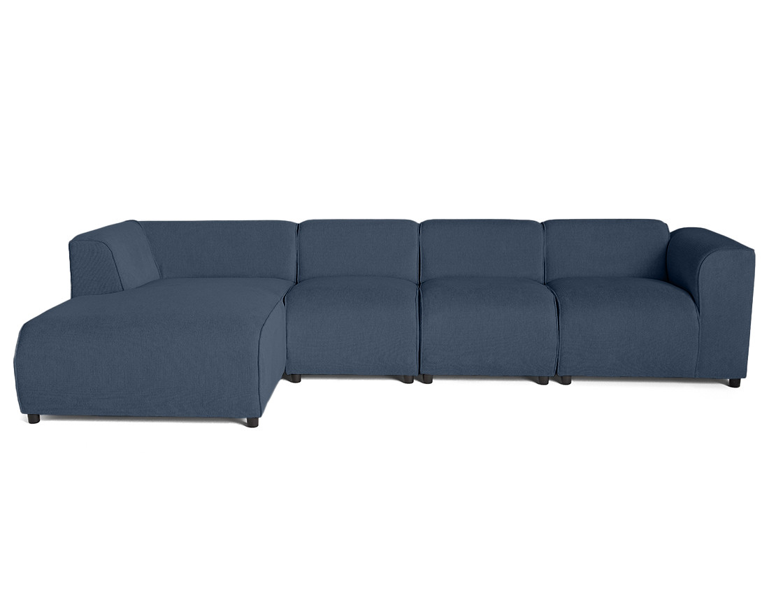 Canapé modulable d'angle gauche 5 places en tissu texturé Suaro