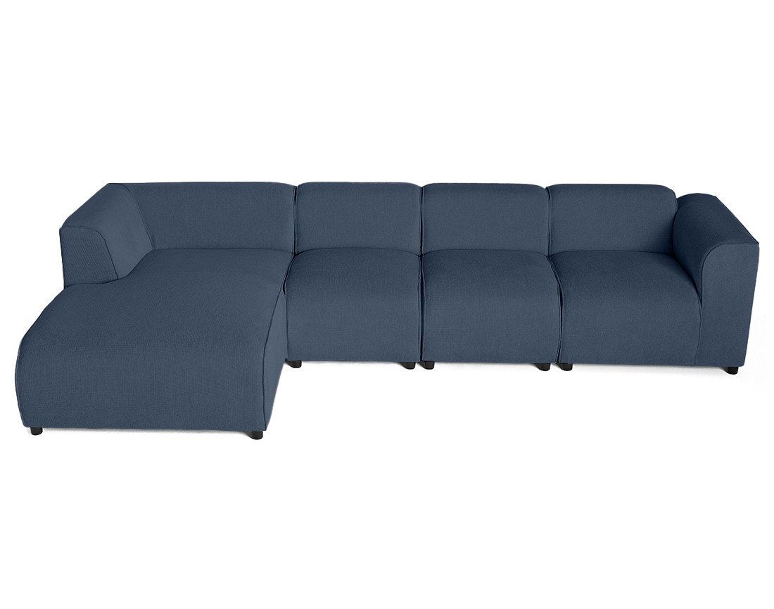 Canapé modulable d'angle gauche 5 places en tissu texturé Suaro