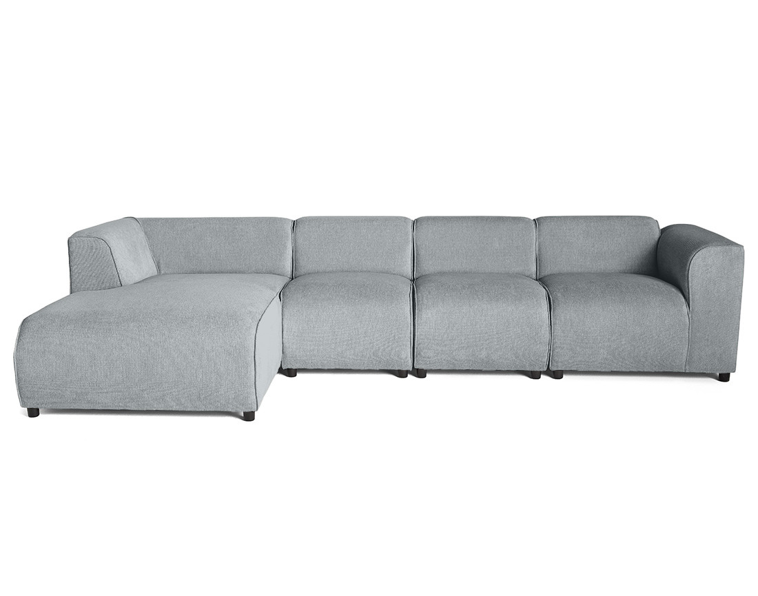 Canapé modulable d'angle gauche 5 places en tissu texturé Suaro Canapé modulable d'angle gauche 5 places en tissu texturé Suaro