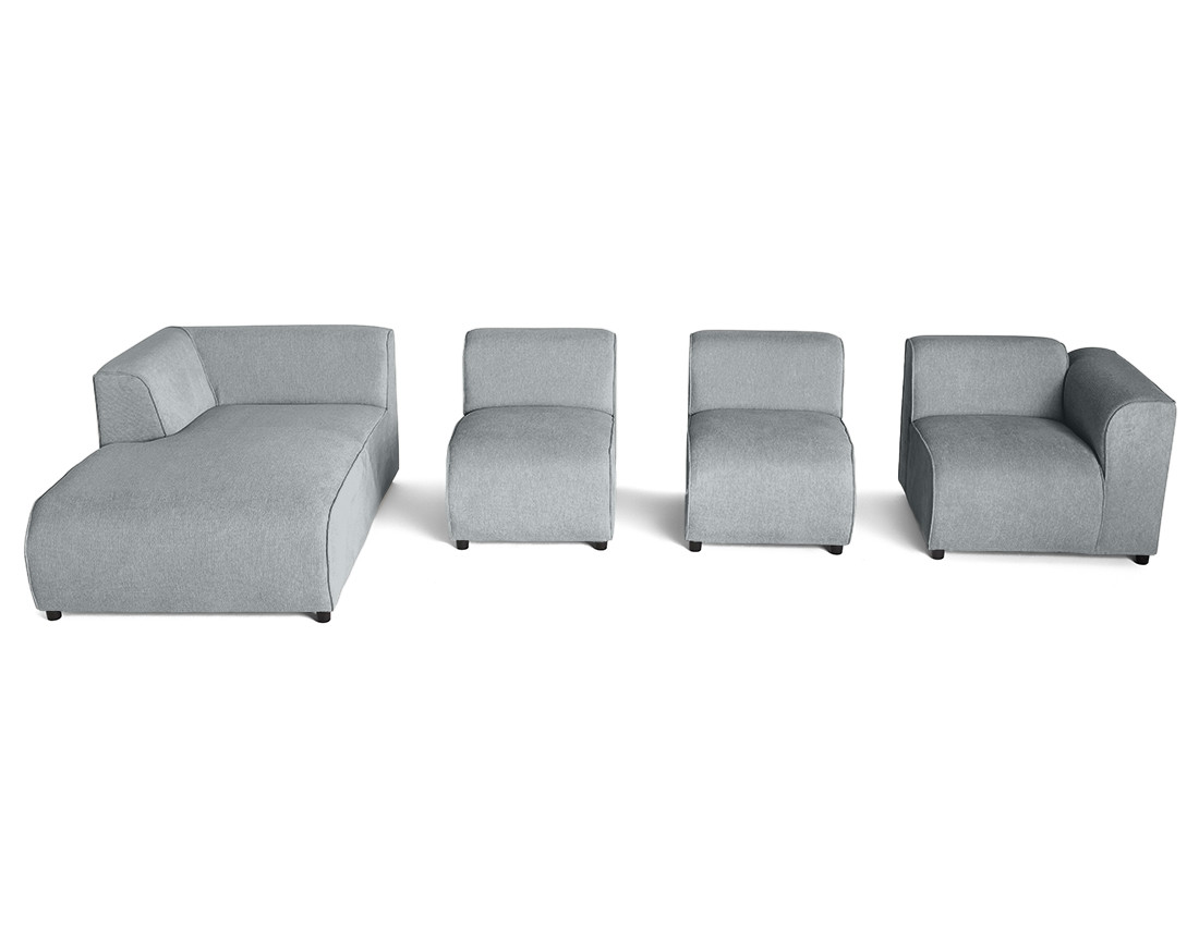 Canapé modulable d'angle gauche 5 places en tissu texturé Suaro Canapé modulable d'angle gauche 5 places en tissu texturé Suaro