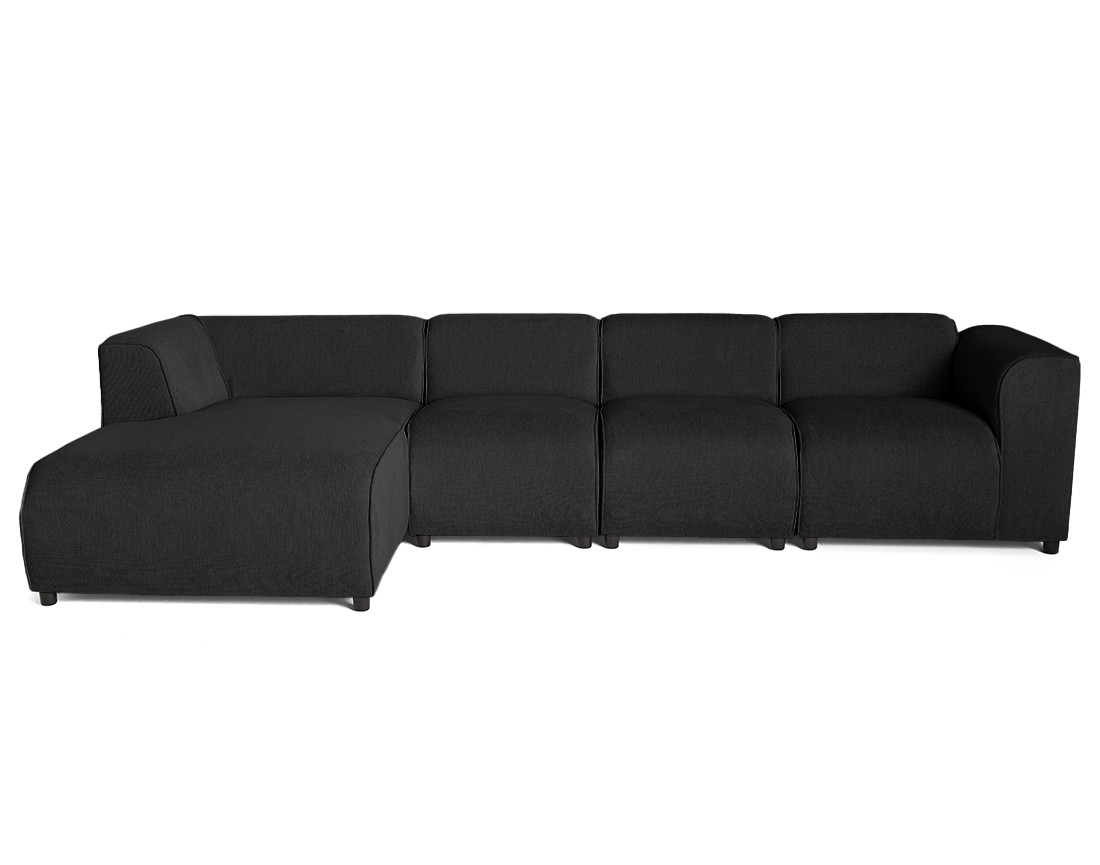 Canapé modulable d'angle gauche 5 places en tissu texturé Suaro Canapé modulable d'angle gauche 5 places en tissu texturé Suaro