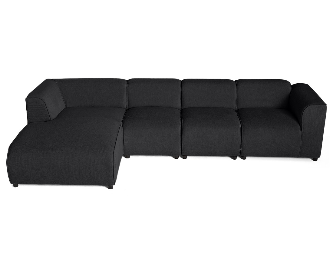 Canapé modulable d'angle gauche 5 places en tissu texturé Suaro Canapé modulable d'angle gauche 5 places en tissu texturé Suaro