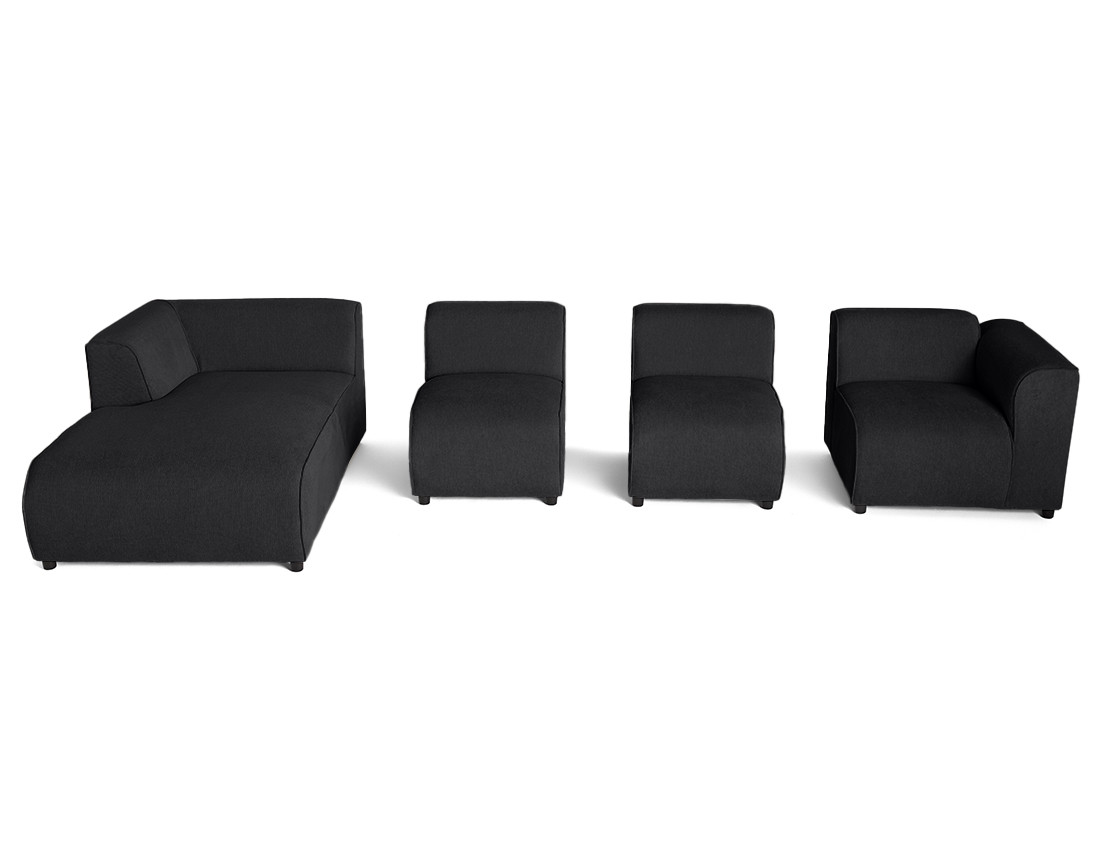 Canapé modulable d'angle gauche 5 places en tissu texturé Suaro Canapé modulable d'angle gauche 5 places en tissu texturé Suaro