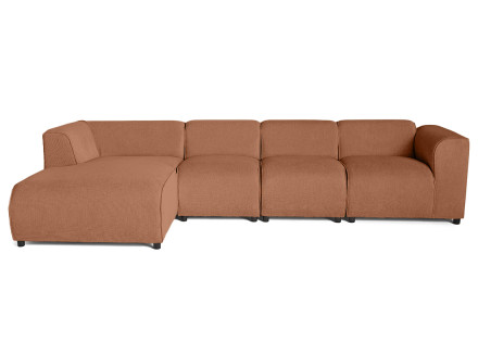 Canapé modulable d'angle gauche 5 places en tissu texturé Suaro