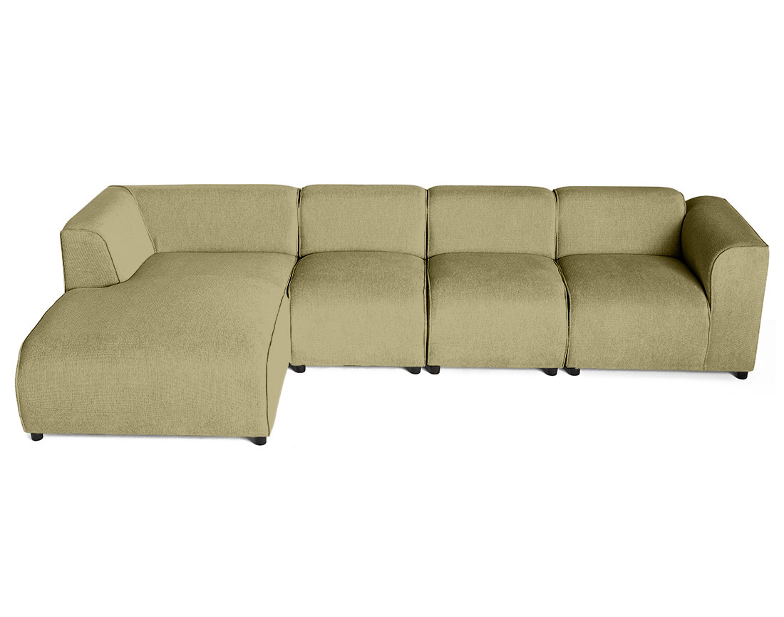Canapé modulable d'angle gauche 5 places en tissu texturé Suaro