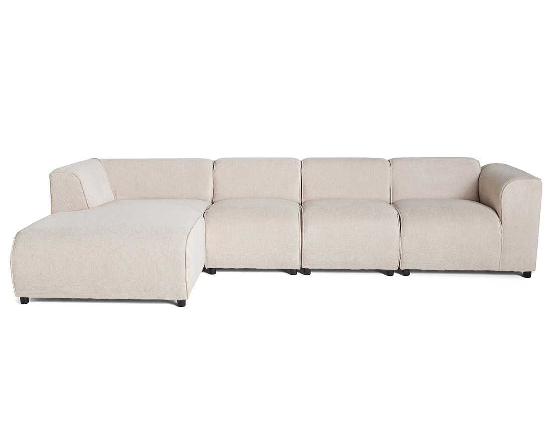 Canapé modulable d'angle gauche 5 places en tissu texturé Suaro Canapé modulable d'angle gauche 5 places en tissu texturé Suaro
