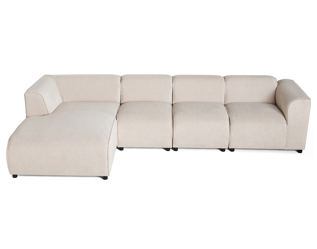 Canapé modulable d'angle gauche 5 places en tissu texturé Suaro Canapé modulable d'angle gauche 5 places en tissu texturé Suaro
