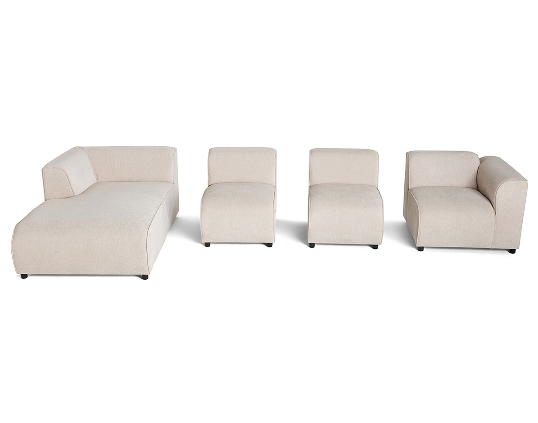 Canapé modulable d'angle gauche 5 places en tissu texturé Suaro Canapé modulable d'angle gauche 5 places en tissu texturé Suaro
