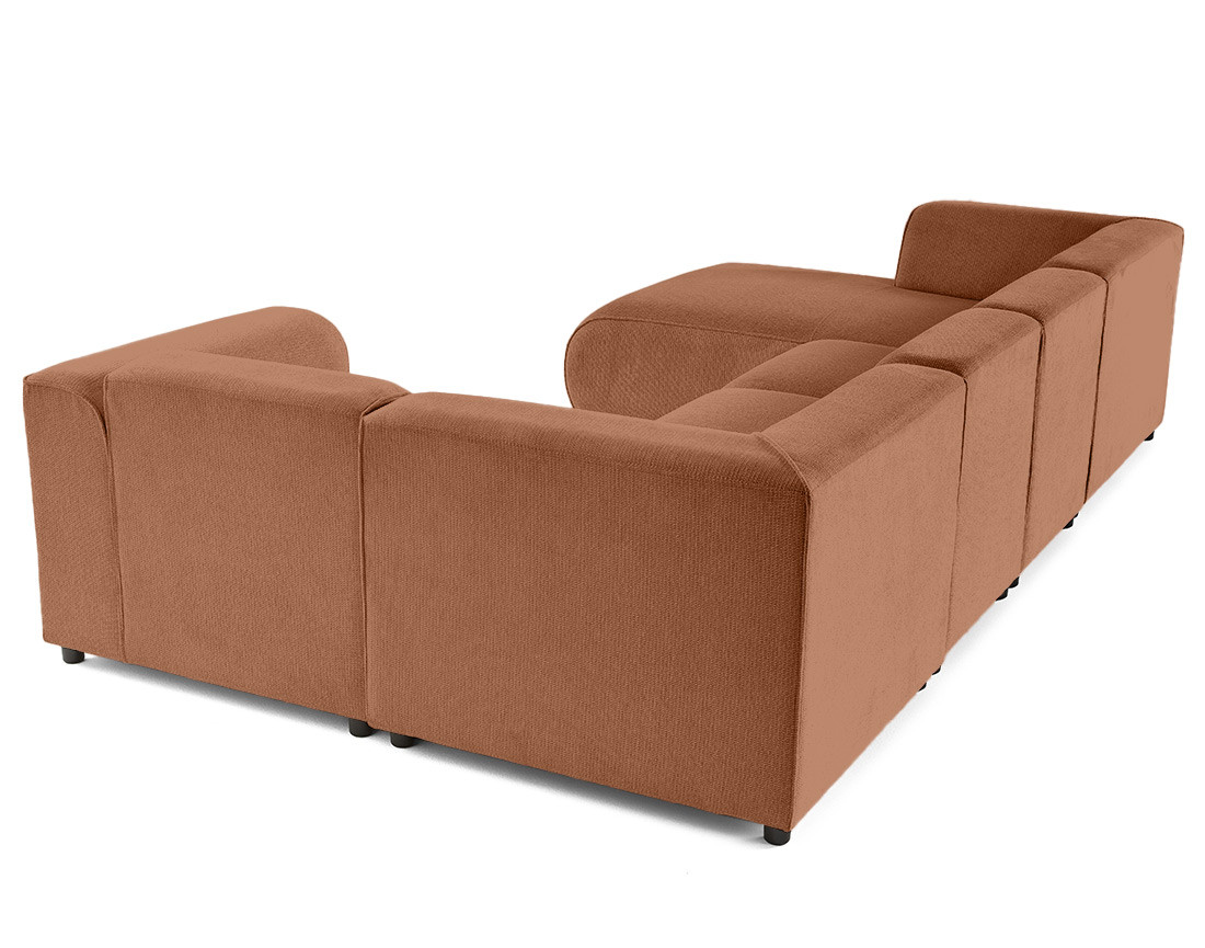 Canapé modulable panoramique d'angle droit 7 places en tissu texturé Suaro