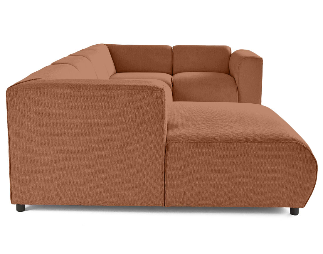Canapé modulable panoramique d'angle droit 7 places en tissu texturé Suaro