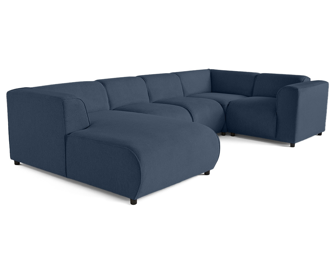 Canapé modulable panoramique d'angle droit 7 places en tissu texturé Suaro