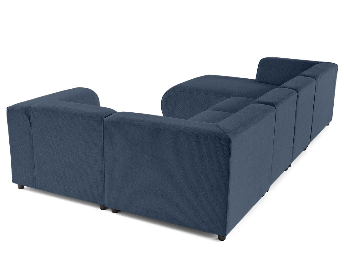 Canapé modulable panoramique d'angle droit 7 places en tissu texturé Suaro