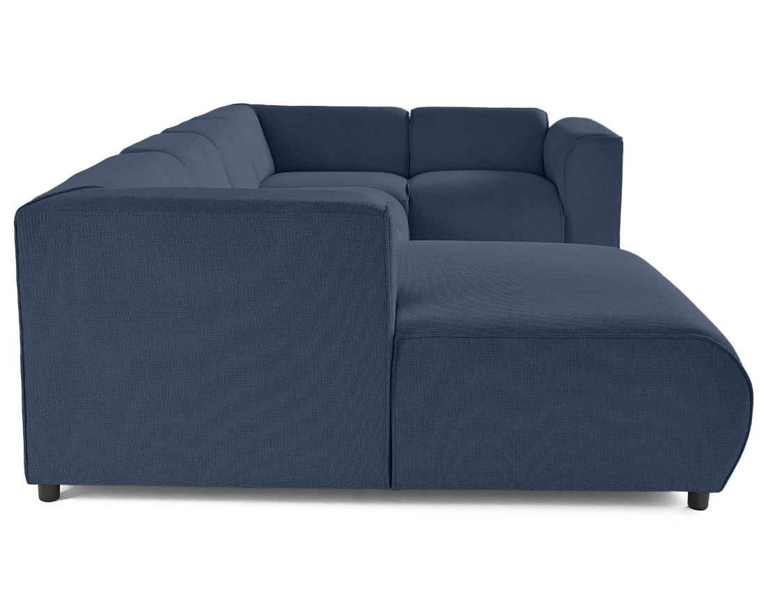 Canapé modulable panoramique d'angle droit 7 places en tissu texturé Suaro