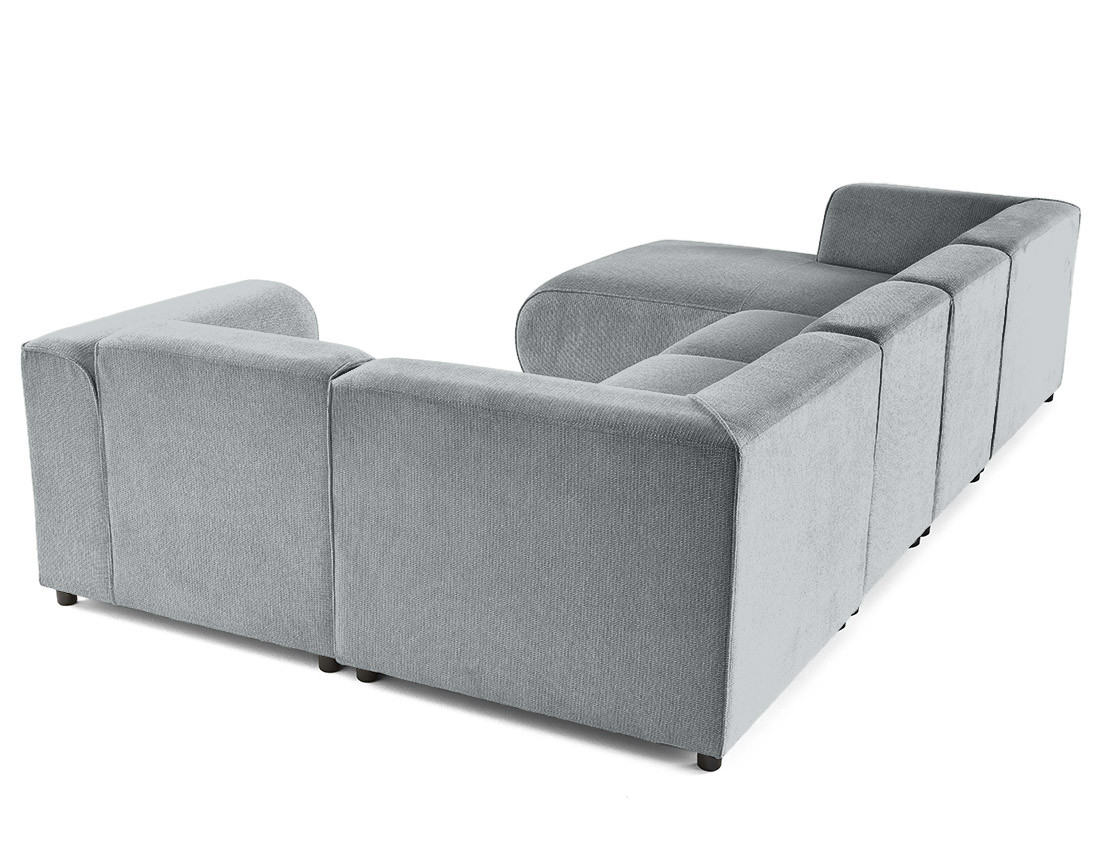 Canapé modulable panoramique d'angle droit 7 places en tissu texturé Suaro Canapé modulable panoramique d'angle droit 7 places en tissu texturé Suaro