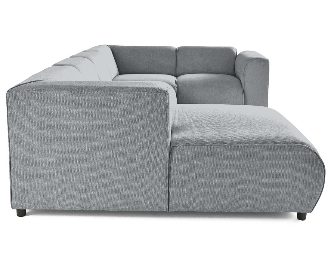 Canapé modulable panoramique d'angle droit 7 places en tissu texturé Suaro Canapé modulable panoramique d'angle droit 7 places en tissu texturé Suaro