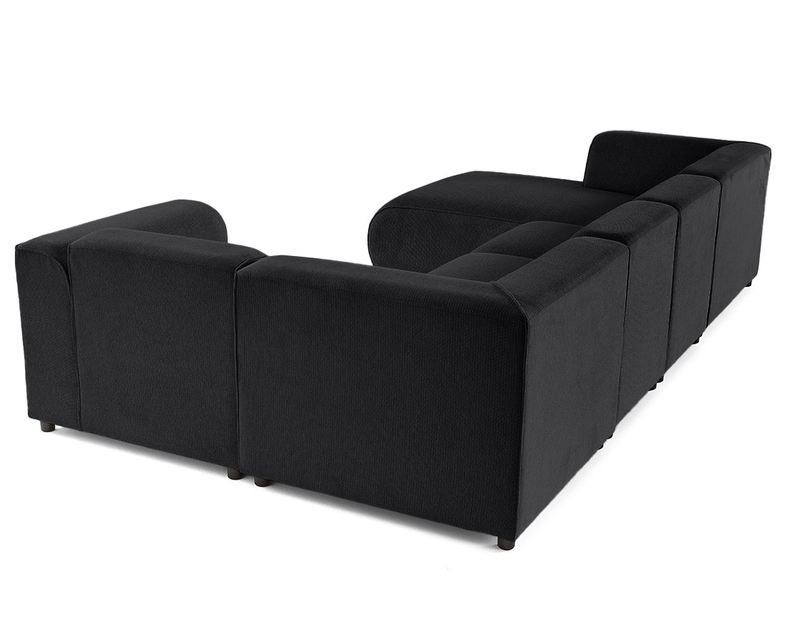 Canapé modulable panoramique d'angle droit 7 places en tissu texturé Suaro Canapé modulable panoramique d'angle droit 7 places en tissu texturé Suaro