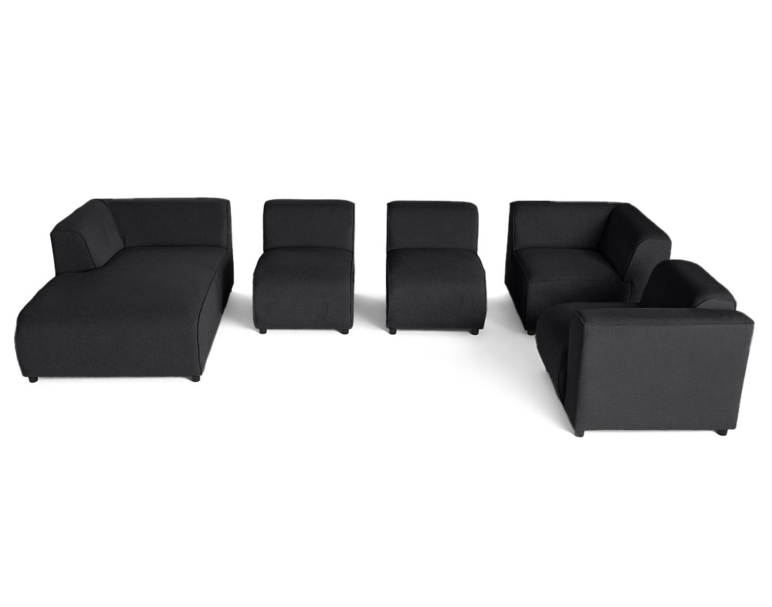 Canapé modulable panoramique d'angle droit 7 places en tissu texturé Suaro Canapé modulable panoramique d'angle droit 7 places en tissu texturé Suaro