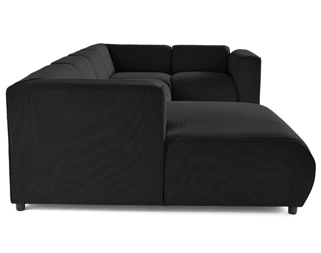 Canapé modulable panoramique d'angle droit 7 places en tissu texturé Suaro Canapé modulable panoramique d'angle droit 7 places en tissu texturé Suaro