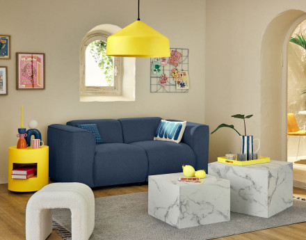 Module d'assise d'angle droit en tissu texturé Suaro