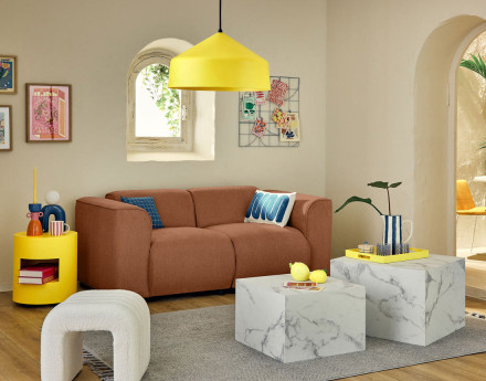 Module d'assise d'angle droit en tissu texturé Suaro