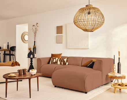 Module d'assise méridienne droit en tissu texturé Suaro