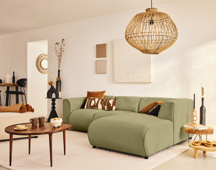 Module d'assise méridienne droit en tissu texturé Suaro