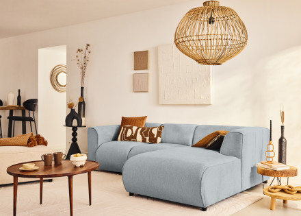 Canapé modulable d'angle droit 4 places en tissu texturé Suaro