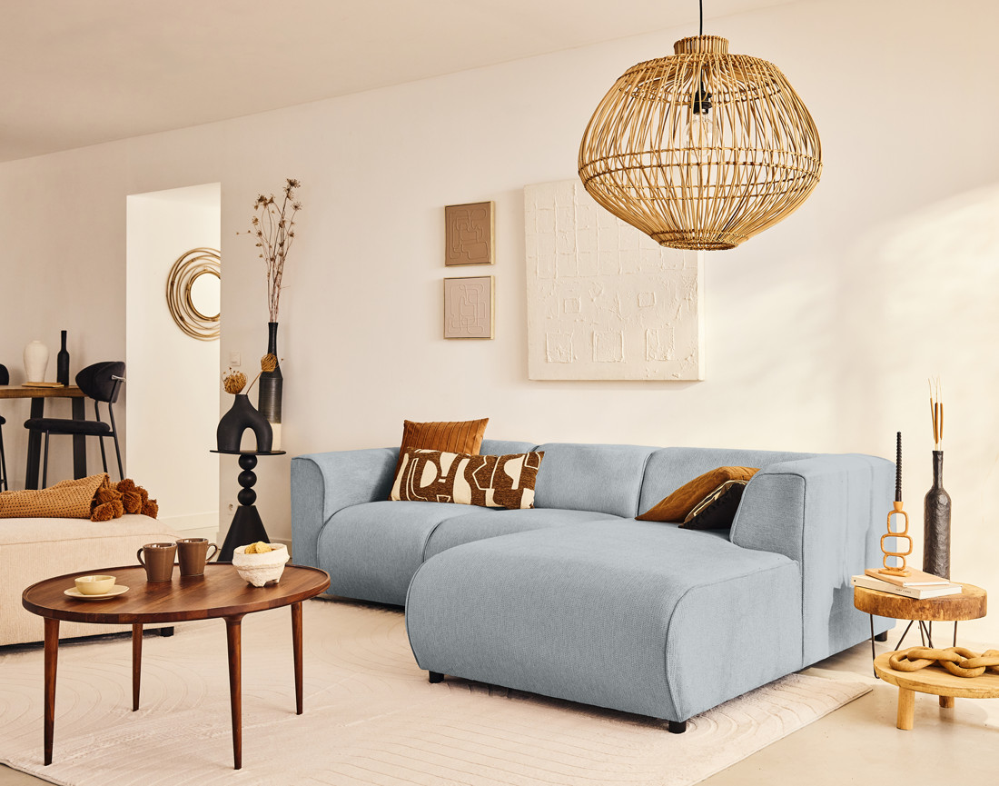 Canapé modulable d'angle droit 4 places en tissu texturé Suaro Canapé modulable d'angle droit 4 places en tissu texturé Suaro