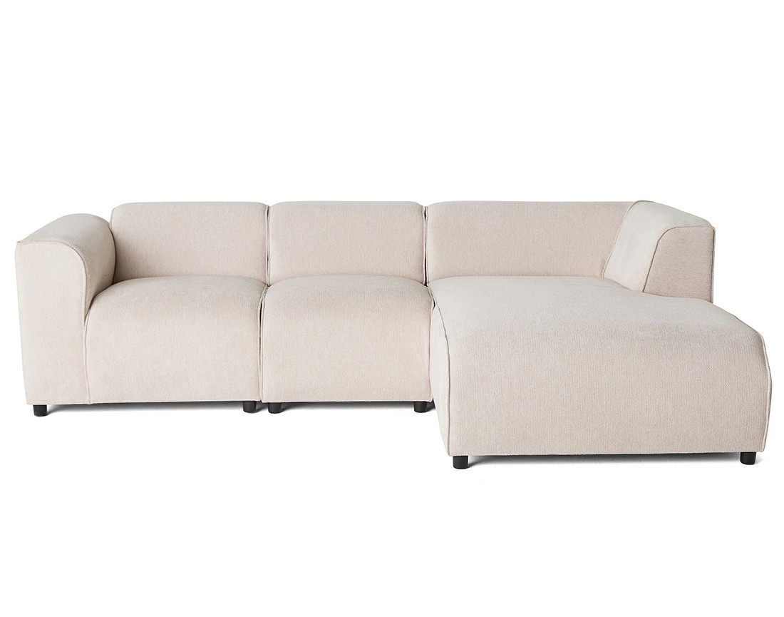 Canapé modulable d'angle droit 4 places en tissu texturé Suaro Canapé modulable d'angle droit 4 places en tissu texturé Suaro