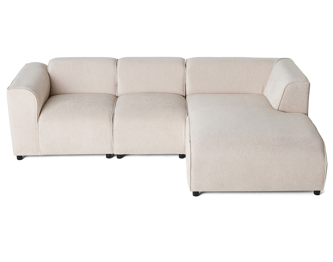 Canapé modulable d'angle droit 4 places en tissu texturé Suaro Canapé modulable d'angle droit 4 places en tissu texturé Suaro