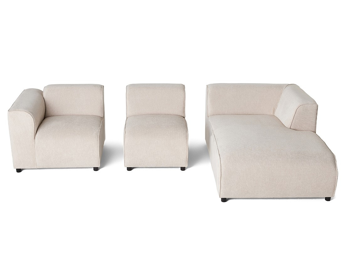 Canapé modulable d'angle droit 4 places en tissu texturé Suaro Canapé modulable d'angle droit 4 places en tissu texturé Suaro