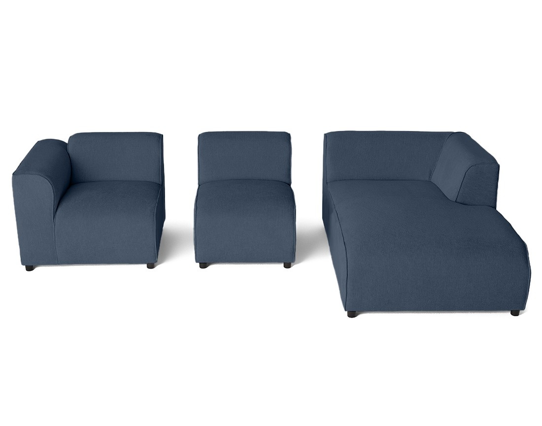 Canapé modulable d'angle droit 4 places en tissu texturé Suaro