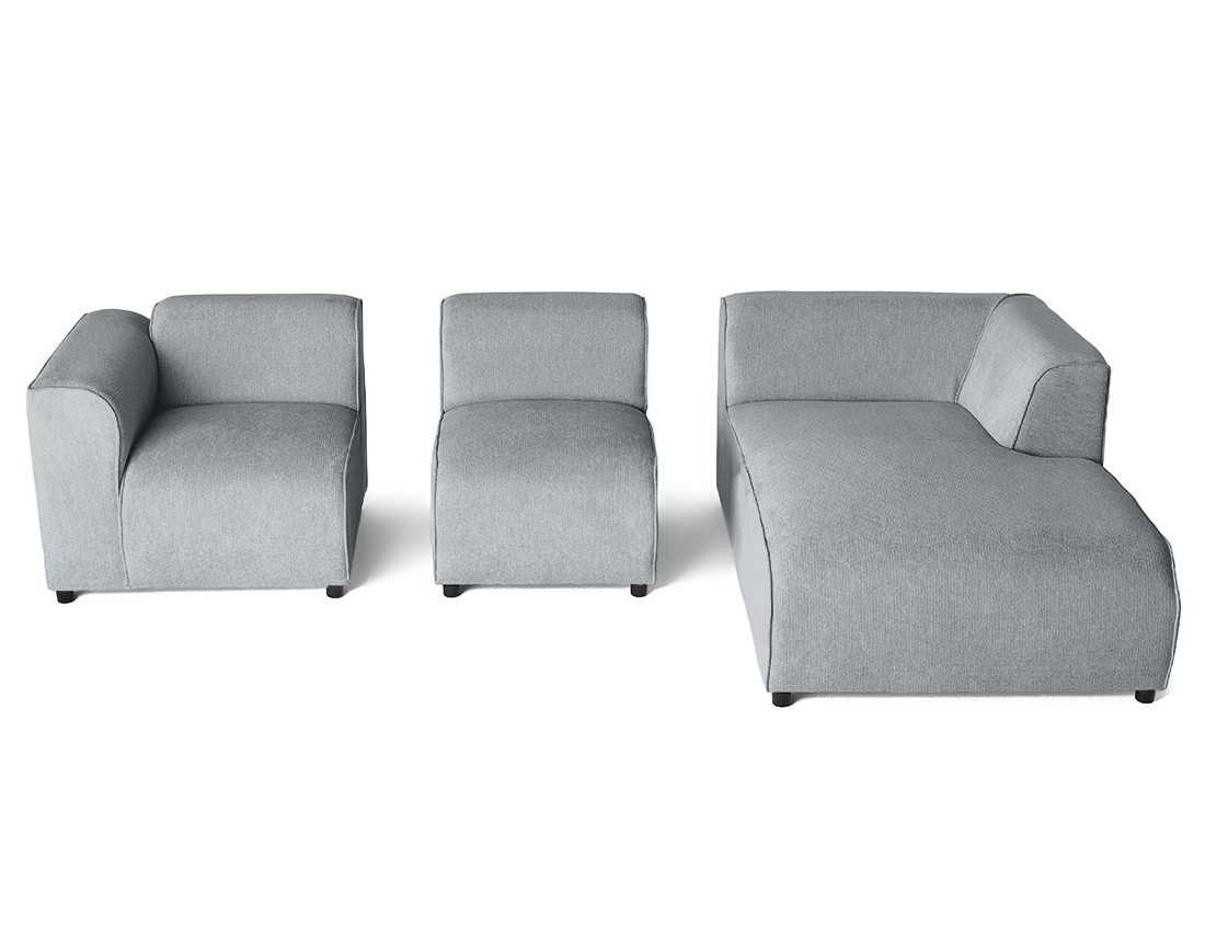 Canapé modulable d'angle droit 4 places en tissu texturé Suaro Canapé modulable d'angle droit 4 places en tissu texturé Suaro