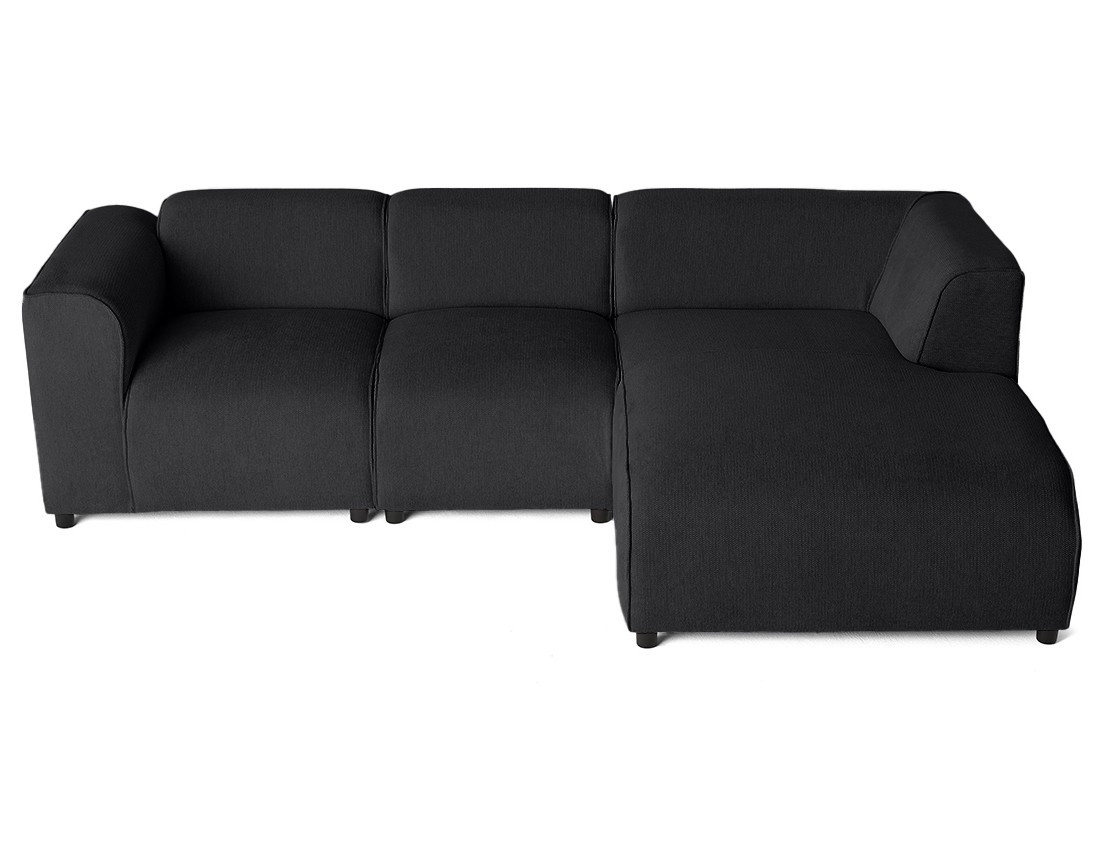Canapé modulable d'angle droit 4 places en tissu texturé Suaro Canapé modulable d'angle droit 4 places en tissu texturé Suaro