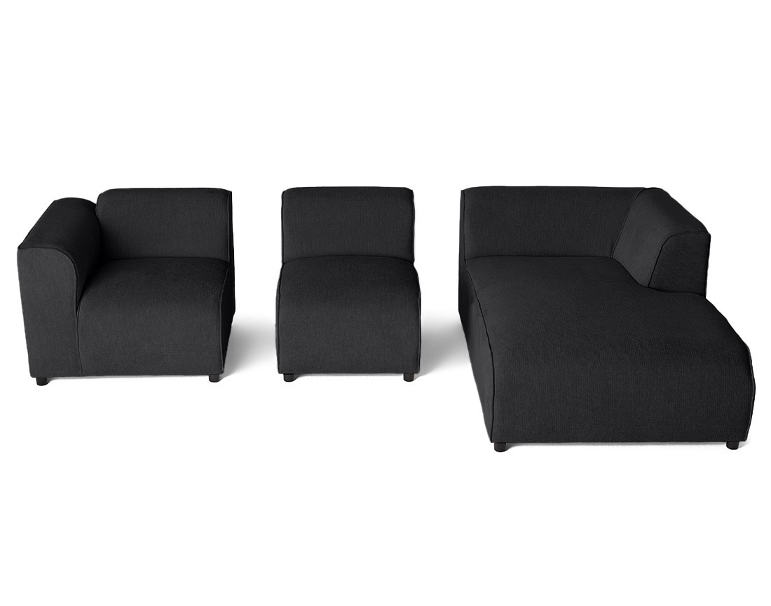 Canapé modulable d'angle droit 4 places en tissu texturé Suaro Canapé modulable d'angle droit 4 places en tissu texturé Suaro