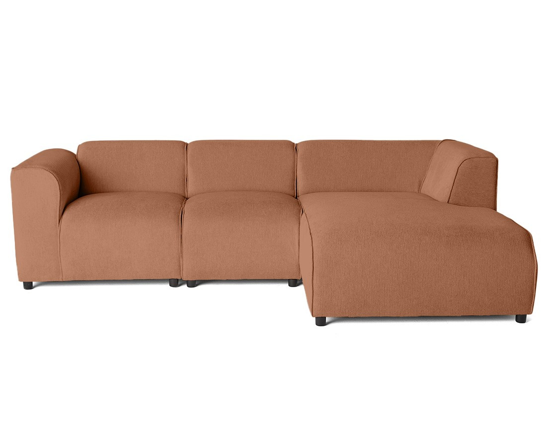 Canapé modulable d'angle droit 4 places en tissu texturé Suaro