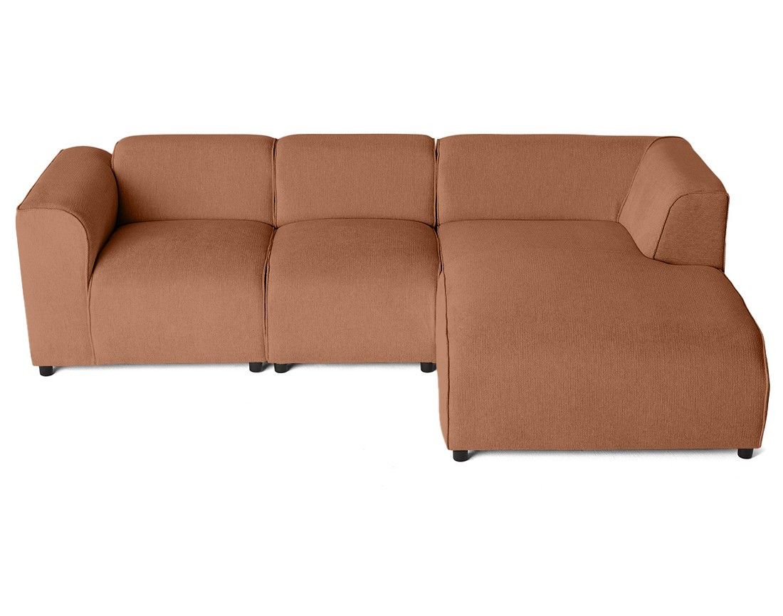 Canapé modulable d'angle droit 4 places en tissu texturé Suaro
