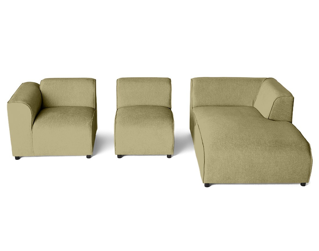 Canapé modulable d'angle droit 4 places en tissu texturé Suaro