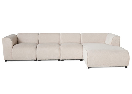Canapé modulable d'angle droit 5 places en tissu texturé Suaro