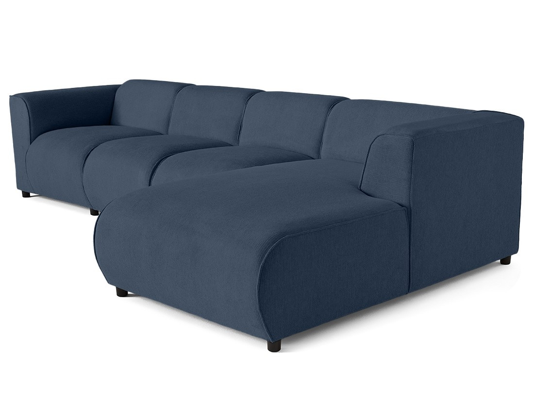 Canapé modulable d'angle droit 5 places en tissu texturé Suaro