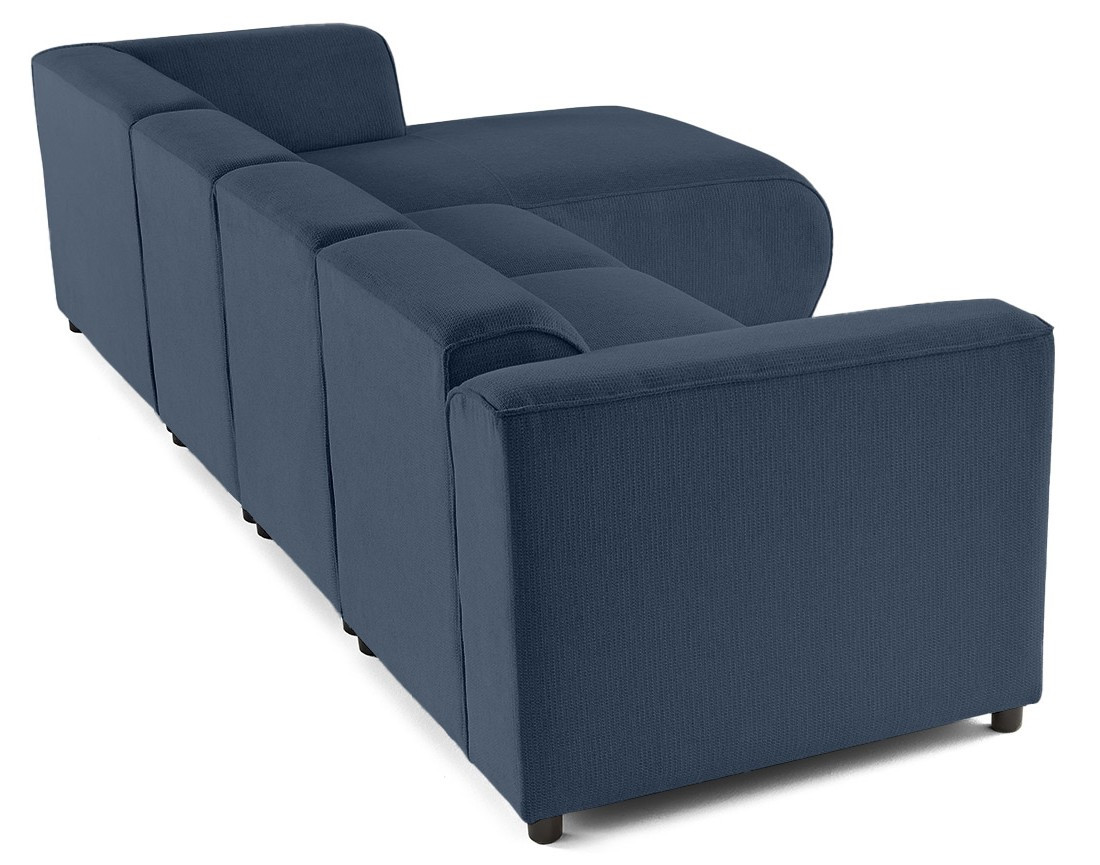 Canapé modulable d'angle droit 5 places en tissu texturé Suaro