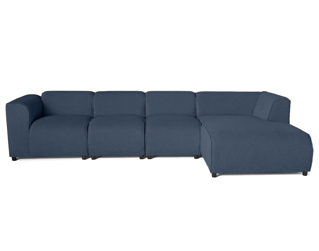 Canapé modulable d'angle droit 5 places en tissu texturé Suaro