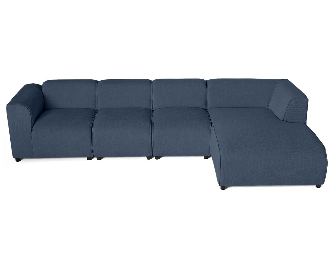 Canapé modulable d'angle droit 5 places en tissu texturé Suaro