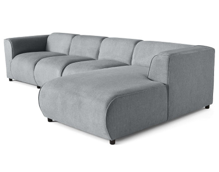 Canapé modulable d'angle droit 5 places en tissu texturé Suaro